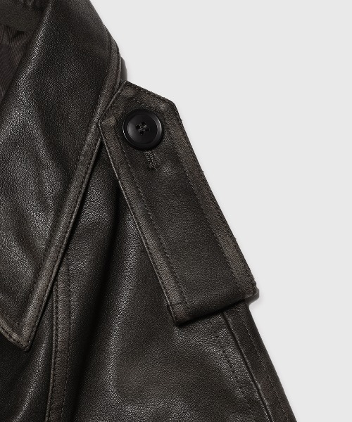 FAUX LEATHER TRENCH JACKET/フォーレザートレンチジャケット
