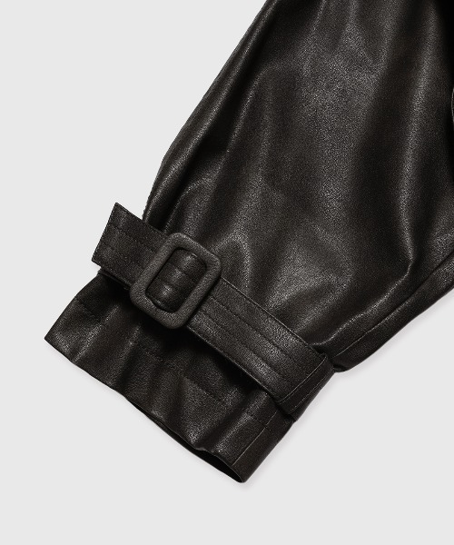 FAUX LEATHER TRENCH JACKET/フォーレザートレンチジャケット