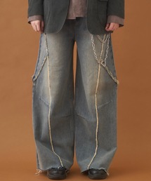 PLAN To（プラントゥ）の「Balloon Wide Flare Vintage Denim / バルーンワイドフレアヴィンテージデニム（デニムパンツ）」