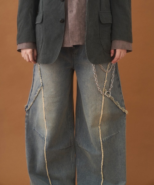 PLAN To(プラントゥ)の「Balloon Wide Flare Vintage Denim / バルーンワイドフレアヴィンテージデニム(デニムパンツ・メンズ・ブラック/ブルー・LARGE/MEDIUM/SMALL)」の11枚目の写真