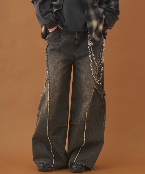 PLAN To(プラントゥ)の「Balloon Wide Flare Vintage Denim / バルーンワイドフレアヴィンテージデニム(デニムパンツ・メンズ・ブラック/ブルー・LARGE/MEDIUM/SMALL)」の3枚目の写真