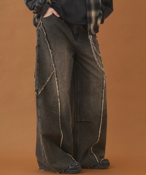 PLAN To(プラントゥ)の「Balloon Wide Flare Vintage Denim / バルーンワイドフレアヴィンテージデニム(デニムパンツ・メンズ・ブラック/ブルー・LARGE/MEDIUM/SMALL)」の4枚目の写真