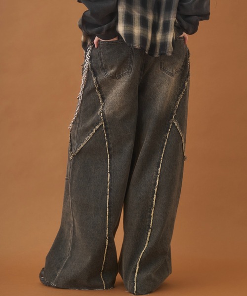 PLAN To(プラントゥ)の「Balloon Wide Flare Vintage Denim / バルーンワイドフレアヴィンテージデニム(デニムパンツ・メンズ・ブラック/ブルー・LARGE/MEDIUM/SMALL)」の7枚目の写真