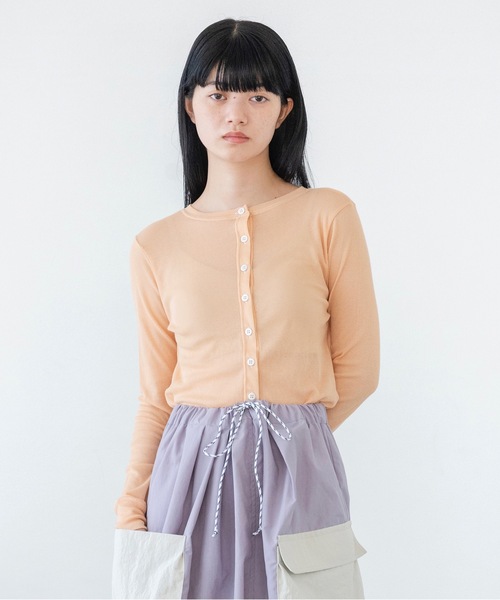 sneeuw(スニュウ)の「2wayシアーカーディガン(カーディガン/ボレロ・レディース・グレー/オレンジ・ONESIZE)」の2枚目の写真