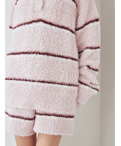 セール】ジェラートボーダーポロ衿プルオーバー（ルームウェア