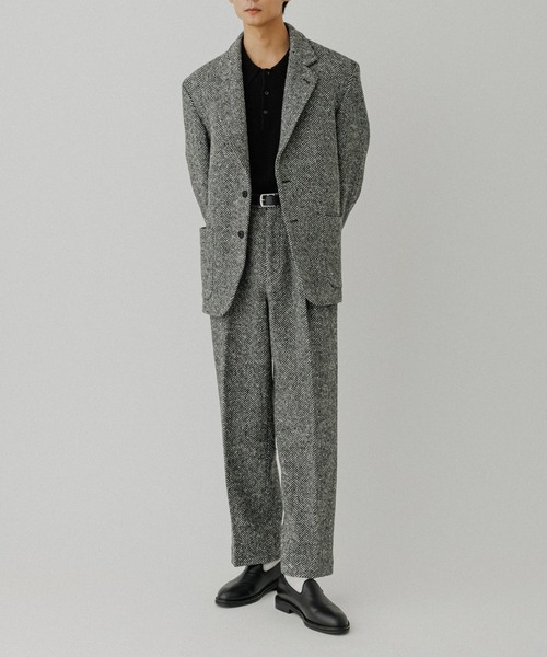 セール】ヘリンボンツイード ワイドテーパードスラックス