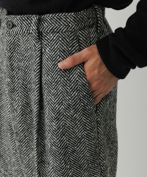 ヘリンボンツイード ワイドテーパードスラックス / セットアップ対応
