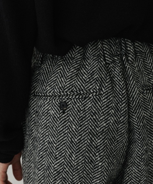 セール】ヘリンボンツイード ワイドテーパードスラックス