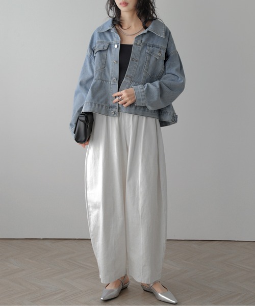 AMELY(エミリー)の「ペプラムデニムジャケット(デニムジャケット・レディース・ライトブルー/グレー/ブルー・フリー)」の13枚目の写真