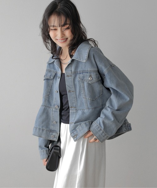 AMELY(エミリー)の「ペプラムデニムジャケット(デニムジャケット・レディース・ライトブルー/グレー/ブルー・フリー)」の14枚目の写真