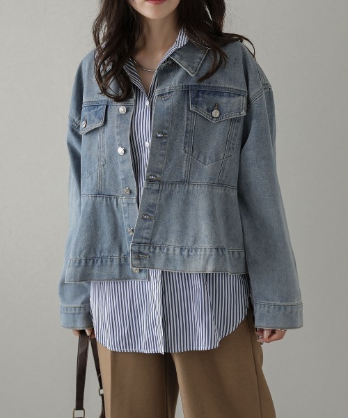 AMELY(エミリー)の「ペプラムデニムジャケット(デニムジャケット・レディース・ライトブルー/グレー/ブルー・フリー)」の16枚目の写真