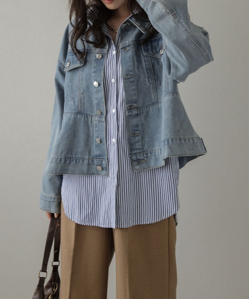 AMELY(エミリー)の「ペプラムデニムジャケット(デニムジャケット・レディース・ライトブルー/グレー/ブルー・フリー)」の17枚目の写真