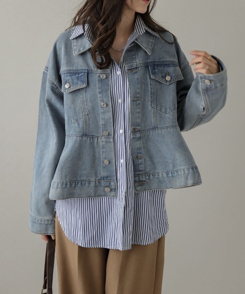 AMELY(エミリー)の「ペプラムデニムジャケット(デニムジャケット・レディース・ライトブルー/グレー/ブルー・フリー)」の18枚目の写真