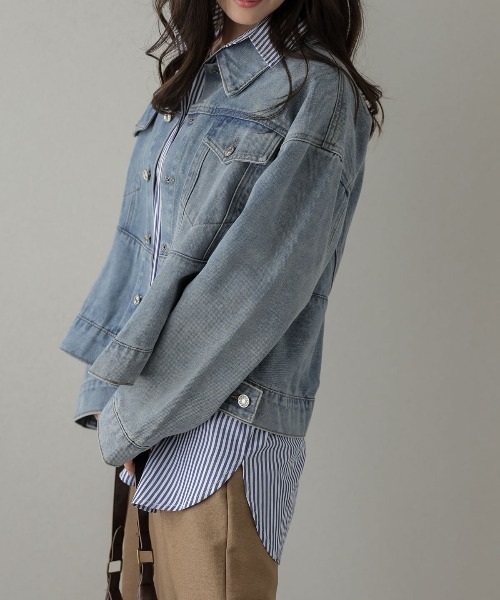 AMELY(エミリー)の「ペプラムデニムジャケット(デニムジャケット・レディース・ライトブルー/グレー/ブルー・フリー)」の19枚目の写真