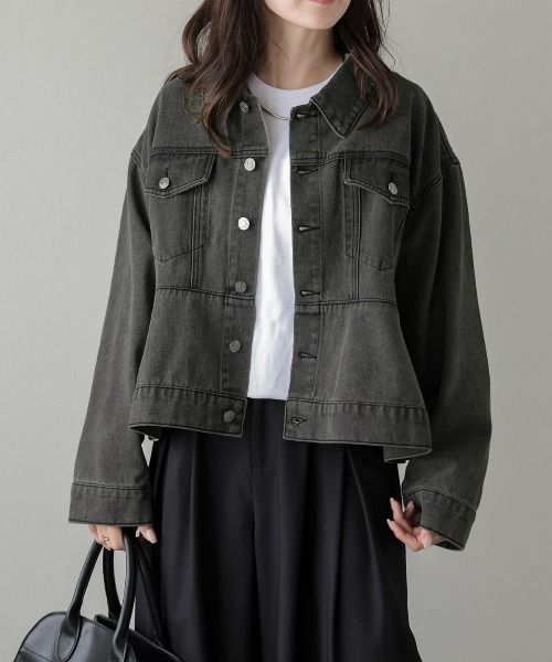 AMELY(エミリー)の「ペプラムデニムジャケット(デニムジャケット・レディース・ライトブルー/グレー/ブルー・フリー)」の8枚目の写真