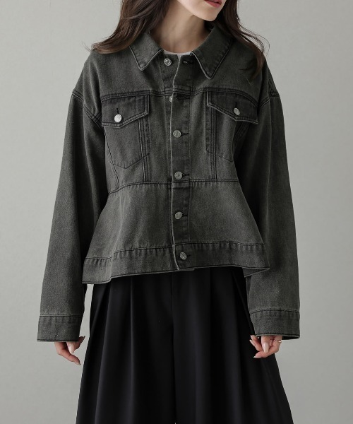 AMELY(エミリー)の「ペプラムデニムジャケット(デニムジャケット・レディース・ライトブルー/グレー/ブルー・フリー)」の9枚目の写真