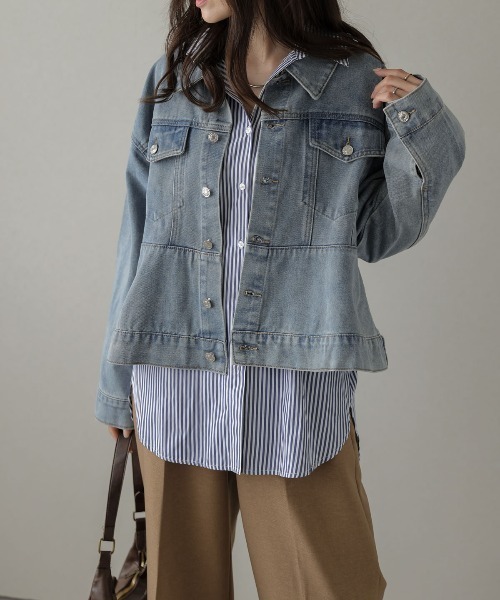 AMELY(エミリー)の「ペプラムデニムジャケット(デニムジャケット・レディース・ライトブルー/グレー/ブルー・フリー)」の21枚目の写真