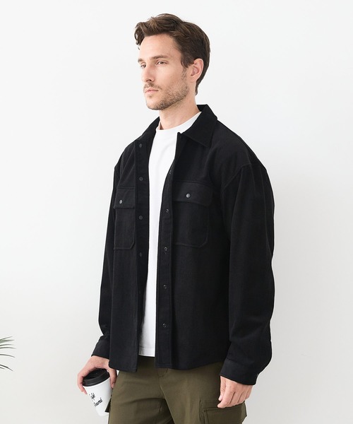 Blue Standard (ブルースタンダード)の「【BLUE STANDARD/ブルースタンダード】ストレッチニット コーデュロイCPOジャケット(シャツ/ブラウス・メンズ・ダークブラウン/ブラック・MEDIUM/LARGE/X-LARGE)」の4枚目の写真
