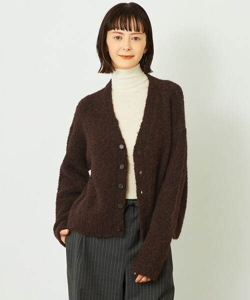 MACKINTOSH PHILOSOPHY（ﾏｯｷﾝﾄｯｼｭ ﾌｨﾛｿﾌｨｰ）の「GREY LABEL ブークレカーディガン（カーディガン/ボレロ・レディース・ブラウン系その他5/ブラック・2/6）」の2枚目の写真