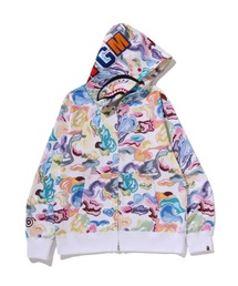 A BATHING APE(AxCVOGCv)ART CAMO SHARK FULL ZIP HOODIE(p[J[)