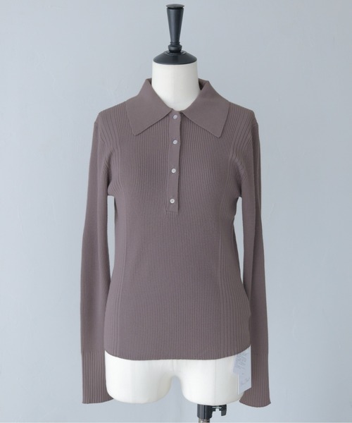 HER CLOSET（ハークローゼット）の「【HER CLOSET】大人のポロリブニット RIB KNIT POLO TOP（ニット/セーター・レディース・オフホワイト/グレイッシュベージュ/ブラック・MEDIUM）」の16枚目の写真
