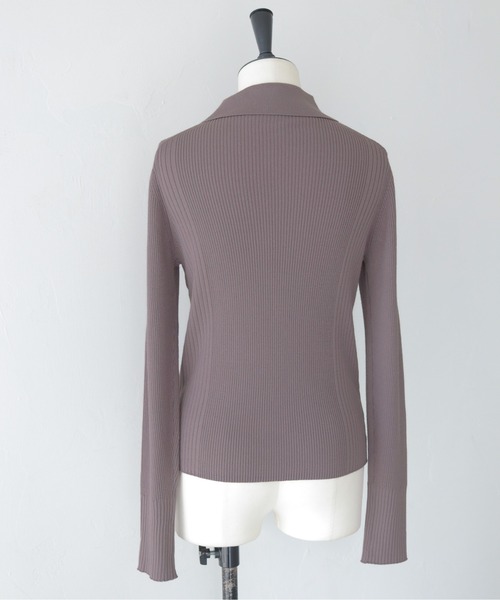 HER CLOSET（ハークローゼット）の「【HER CLOSET】大人のポロリブニット RIB KNIT POLO TOP（ニット/セーター・レディース・オフホワイト/グレイッシュベージュ/ブラック・MEDIUM）」の12枚目の写真