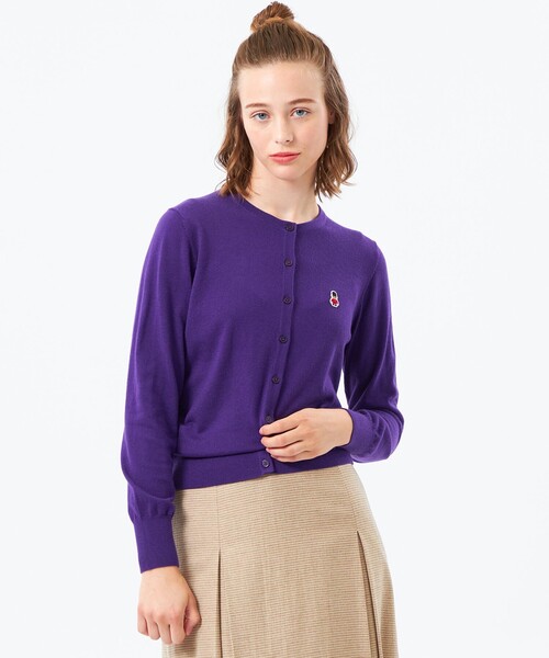 MACKINTOSH PHILOSOPHY（ﾏｯｷﾝﾄｯｼｭ ﾌｨﾛｿﾌｨｰ）の「【WEB&一部店舗限定】バッキンガムベア ワッペンニットカーディガン（カーディガン/ボレロ・レディース・ブラック/ホワイト系その他/パープル系その他4/ダークネイビー/ブラウン/グレー系その他2・38）」の6枚目の写真