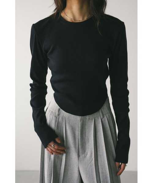 STYLEMIXER（スタイルミキサー）の「ヘムラウンドリブトップ（Tシャツ/カットソー・レディース・杢グレー/アイボリー/ブラック・FREE）」の7枚目の写真