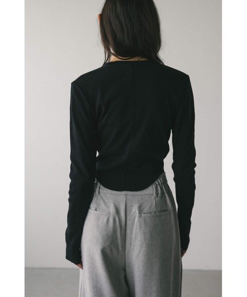 STYLEMIXER（スタイルミキサー）の「ヘムラウンドリブトップ（Tシャツ/カットソー・レディース・杢グレー/アイボリー/ブラック・FREE）」の11枚目の写真