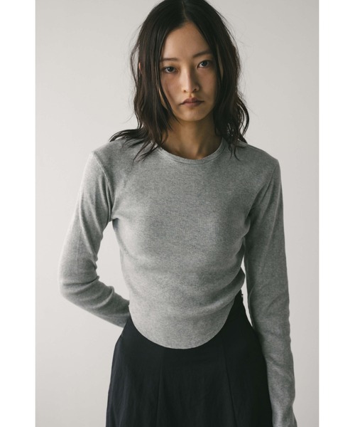 STYLEMIXER（スタイルミキサー）の「ヘムラウンドリブトップ（Tシャツ/カットソー・レディース・杢グレー/アイボリー/ブラック・FREE）」の15枚目の写真