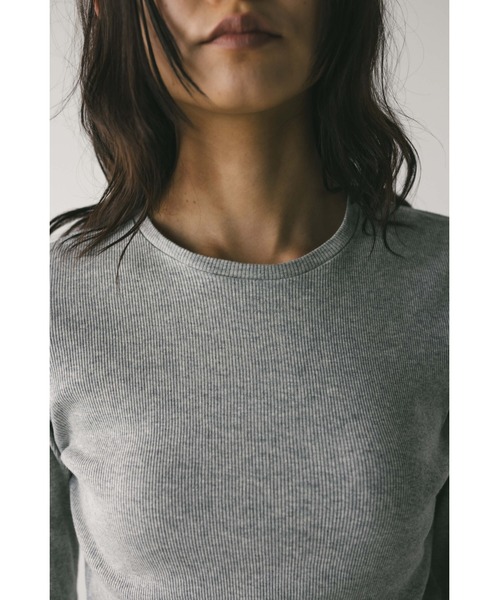 STYLEMIXER（スタイルミキサー）の「ヘムラウンドリブトップ（Tシャツ/カットソー・レディース・杢グレー/アイボリー/ブラック・FREE）」の16枚目の写真