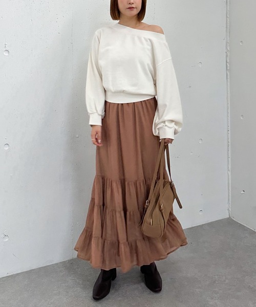 archives（アルシーヴ）の「ピグメントオフショルスウェット（スウェット・レディース・ブラウン/チャコールグレー/アイボリー・MEDIUM）」の14枚目の写真