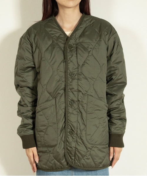 UNIVERSAL OVERALL（ユニバーサルオーバーオール）の「QUILT JACKET / キルトジャケット / キルティングジャケット（ノーカラーコート・メンズ・エメラルド/ブラック・M/L）」の6枚目の写真