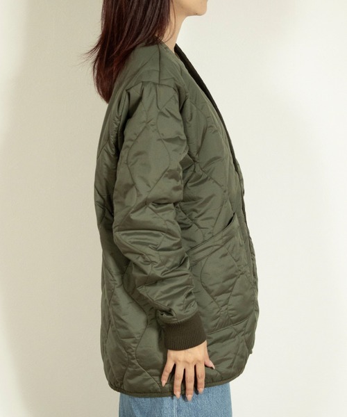 UNIVERSAL OVERALL（ユニバーサルオーバーオール）の「QUILT JACKET / キルトジャケット / キルティングジャケット（ノーカラーコート・メンズ・エメラルド/ブラック・M/L）」の7枚目の写真