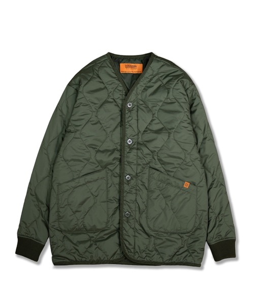 UNIVERSAL OVERALL（ユニバーサルオーバーオール）の「QUILT JACKET / キルトジャケット / キルティングジャケット（ノーカラーコート・メンズ・エメラルド/ブラック・M/L）」の3枚目の写真