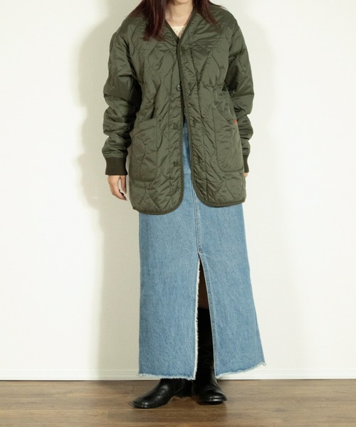 UNIVERSAL OVERALL（ユニバーサルオーバーオール）の「QUILT JACKET / キルトジャケット / キルティングジャケット（ノーカラーコート・メンズ・エメラルド/ブラック・M/L）」の9枚目の写真