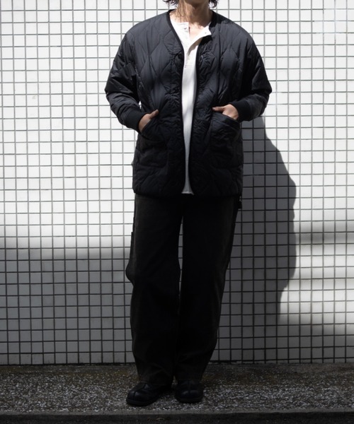 UNIVERSAL OVERALL（ユニバーサルオーバーオール）の「QUILT JACKET / キルトジャケット / キルティングジャケット（ノーカラーコート・メンズ・エメラルド/ブラック・M/L）」の18枚目の写真