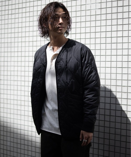 UNIVERSAL OVERALL（ユニバーサルオーバーオール）の「QUILT JACKET / キルトジャケット / キルティングジャケット（ノーカラーコート・メンズ・エメラルド/ブラック・M/L）」の19枚目の写真