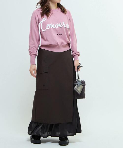 CONVERSE TOKYO(コンバーストウキョウ)の「LAYERED SKIRT(スカート・レディース・ベージュ/チャコールグレー・FREE)」の3枚目の写真