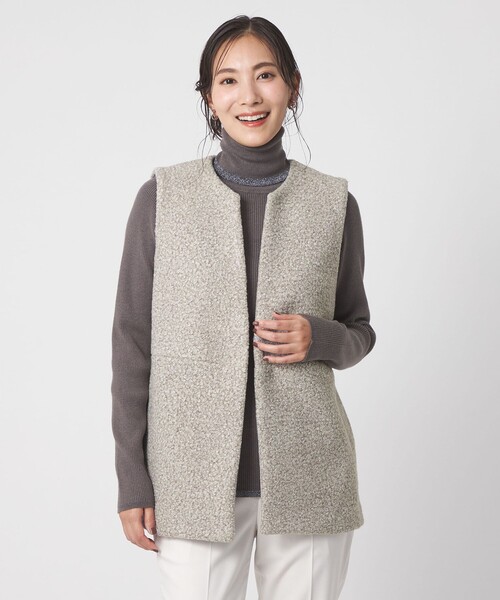 A DAY IN THE LIFE UNITED ARROWS(アデイインザライフユナイテッドアローズ)の「カールメルトン キーネックベスト <A DAY IN THE LIFE>(ベスト・レディース・ダークグリーン/ナチュラル/ブラック・FREE)」の3枚目の写真