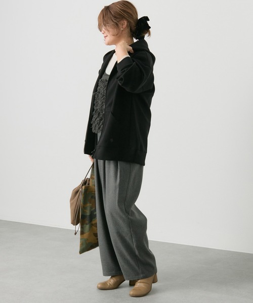 ピュアルセシン★ダンボールWジップパーカー　チャコールグレー ピュアルセシン☆ダンボールWジップパーカー チャコールグレー