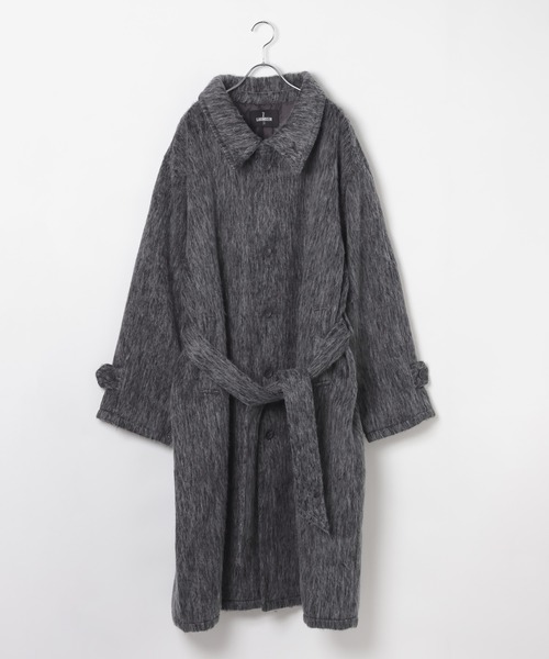 LAND MUSEUM（ランドミュージアム）の「【UNISEX】LAND MUSEUM／ステンカラーシャギーコート（ステンカラーコート・メンズ・チャコール/ブラウン・LARGE/MEDIUM）」の3枚目の写真