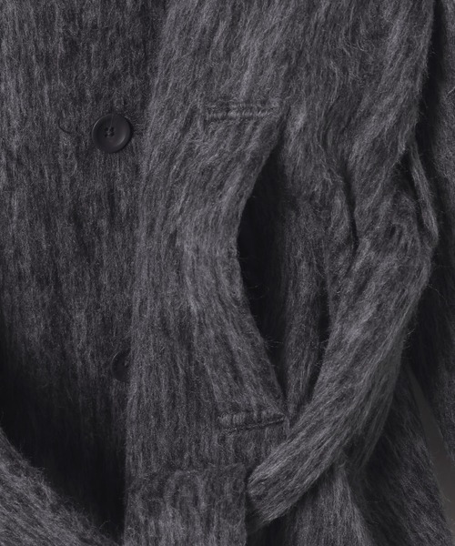 LAND MUSEUM（ランドミュージアム）の「【UNISEX】LAND MUSEUM／ステンカラーシャギーコート（ステンカラーコート・メンズ・チャコール/ブラウン・LARGE/MEDIUM）」の8枚目の写真