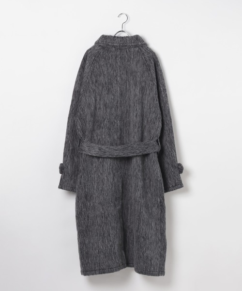 LAND MUSEUM（ランドミュージアム）の「【UNISEX】LAND MUSEUM／ステンカラーシャギーコート（ステンカラーコート・メンズ・チャコール/ブラウン・LARGE/MEDIUM）」の4枚目の写真