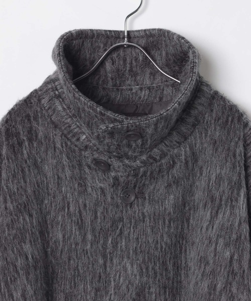LAND MUSEUM（ランドミュージアム）の「【UNISEX】LAND MUSEUM／ステンカラーシャギーコート（ステンカラーコート・メンズ・チャコール/ブラウン・LARGE/MEDIUM）」の14枚目の写真