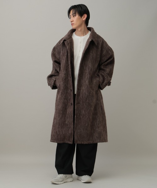 LAND MUSEUM（ランドミュージアム）の「【UNISEX】LAND MUSEUM／ステンカラーシャギーコート（ステンカラーコート・メンズ・チャコール/ブラウン・LARGE/MEDIUM）」の20枚目の写真