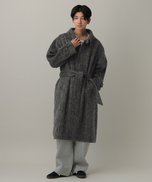 LAND MUSEUM（ランドミュージアム）の「【UNISEX】LAND MUSEUM／ステンカラーシャギーコート（ステンカラーコート・メンズ・チャコール/ブラウン・LARGE/MEDIUM）」の22枚目の写真