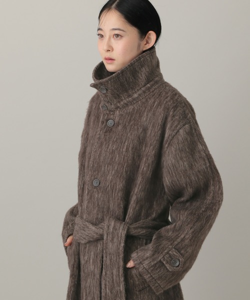 LAND MUSEUM（ランドミュージアム）の「【UNISEX】LAND MUSEUM／ステンカラーシャギーコート（ステンカラーコート・メンズ・チャコール/ブラウン・LARGE/MEDIUM）」の19枚目の写真