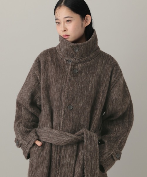 LAND MUSEUM（ランドミュージアム）の「【UNISEX】LAND MUSEUM／ステンカラーシャギーコート（ステンカラーコート・メンズ・チャコール/ブラウン・LARGE/MEDIUM）」の18枚目の写真