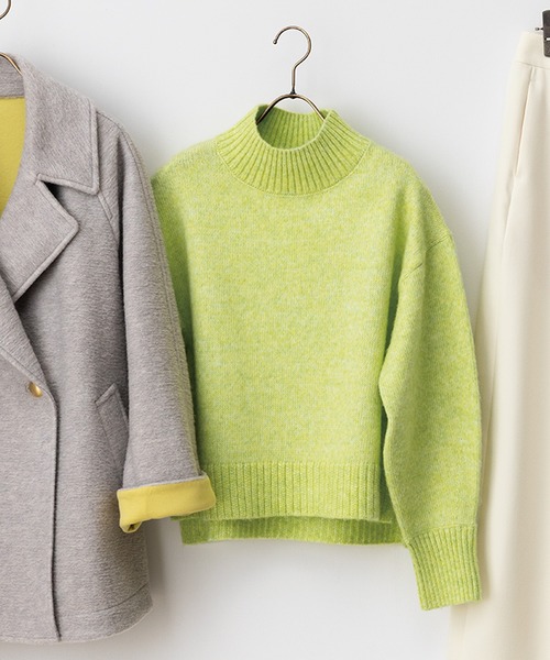 STRAWBERRY-FIELDS（ストロベリーフィールズ）の「パフィーバルキー_MIX調バルキーニット（ニット/セーター・レディース・コーラル/ライトグレー/イエロー×グリーン/ブルー・2）」の3枚目の写真